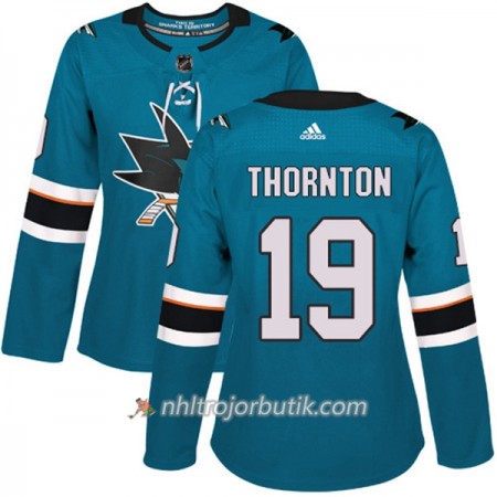 Dame Ishockey San Jose Sharks Tröja Joe Thornton 19 Adidas 2017-2018 Teal Authentic Dame Ishockey San Jose Sharks Tröja Joe Thornton 19 Adidas 2017-2018 Teal Authentic